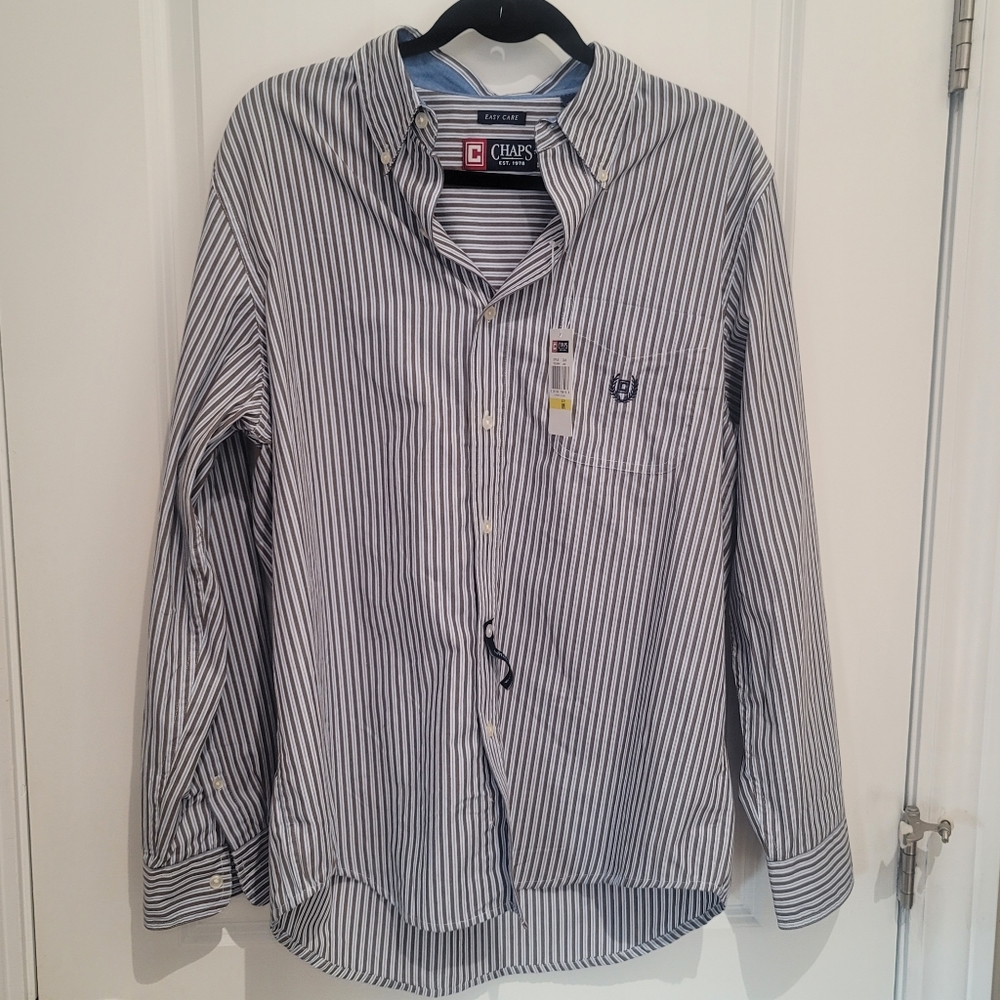 NWT Chaps Sharp Striped  Button Shirt Size M
